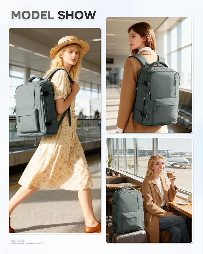 Large Travel Backpack for Women Men Airplanes Carry On Laptop Waterproof Hiking Backpack Person Item Flight Approved Outdoor Sports Rucksack Casual DaypackMochila De Viaje Gym traveling bag Green - Image 8