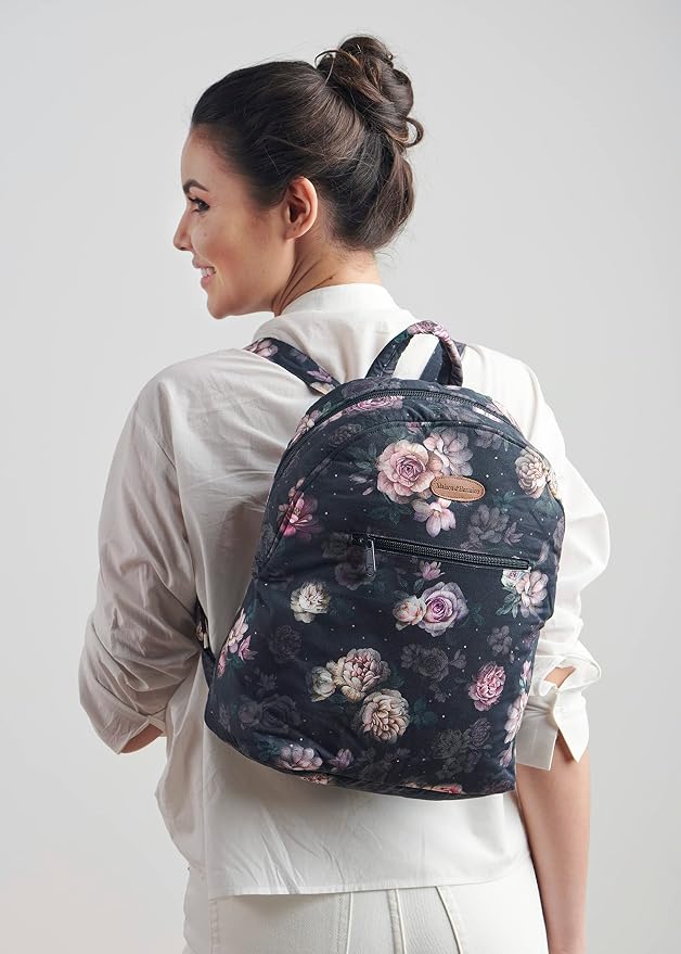 Maison d' Hermine Backpack for Women Men Cotton Shoulder Multipurpose Rucksack with Small Pouch Lightweight Multi Pocket Bag for Travel Work Beach Perfect for Spring Summer (Moody Florals) - Image 7