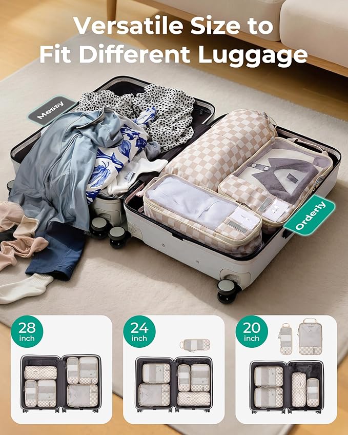 BAGSMART 6 Set /4 Set/2 Set Compression Packing Cubes for Travel, Lightweight Luggage Organizer Bags, Durable Space Saver Bags Travel Essentials - Image 3