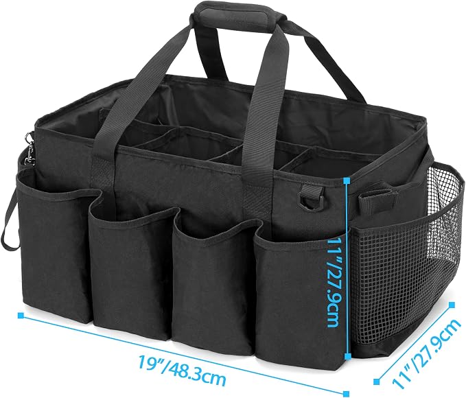 HODRANT Extra-Large Cleaning Caddy with Handles & Multi Pockets | Large Capacity Tote Bag for Cleaning Tools & Products Storage, Cleaner Organizer for Car, Home & Housekeeping Work, Black - Image 6