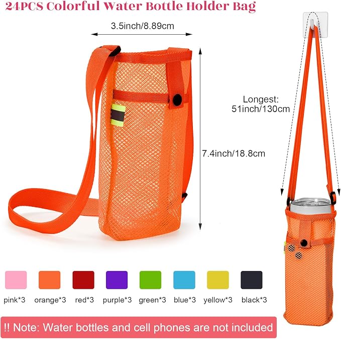 Mumufy Water Bottle Sling Holder Crossbody, Adjustable Strap Carrier with Zipper Pouch, Lightweight Nylon Hands-Free Bag for Hiking, Running, Gym, Workout, Camping, Travel - Image 2