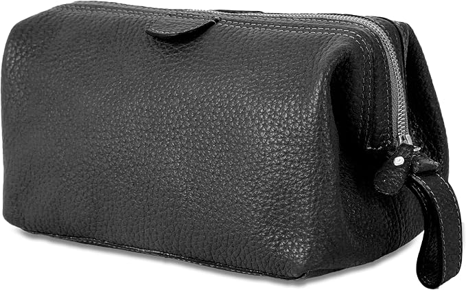 KomalC Premium Buffalo Leather Toiletry Bag for Men & Women With Water resistant Lining, Grooming Travel Pouch, Unisex Wash Bag for Toiletries, Gifts for Men and Women - Image 5