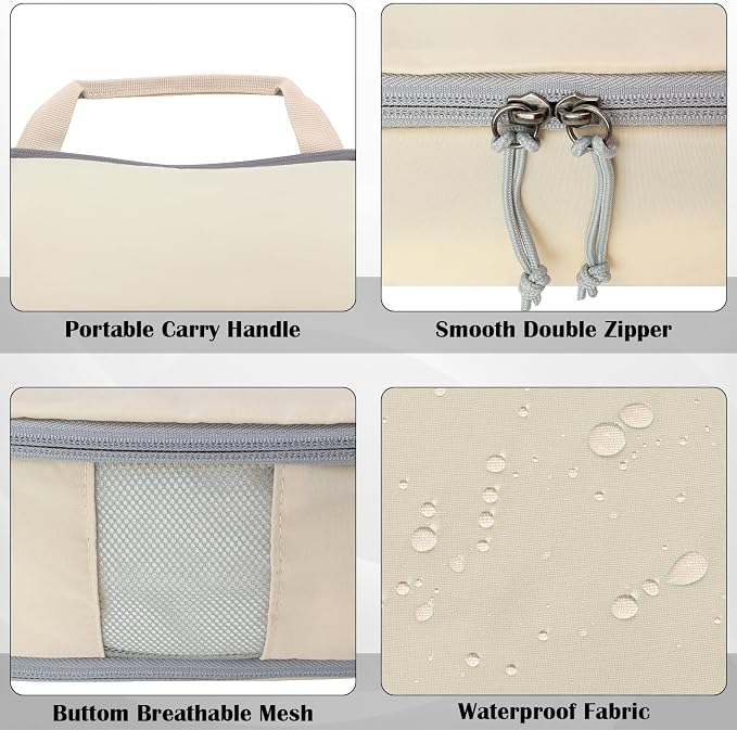 Large Compression Packing Cubes for Travel, 2 Set Compression Bags Travel Cubes for Packing Suitcase Luggage Organizer, Beige - Image 3