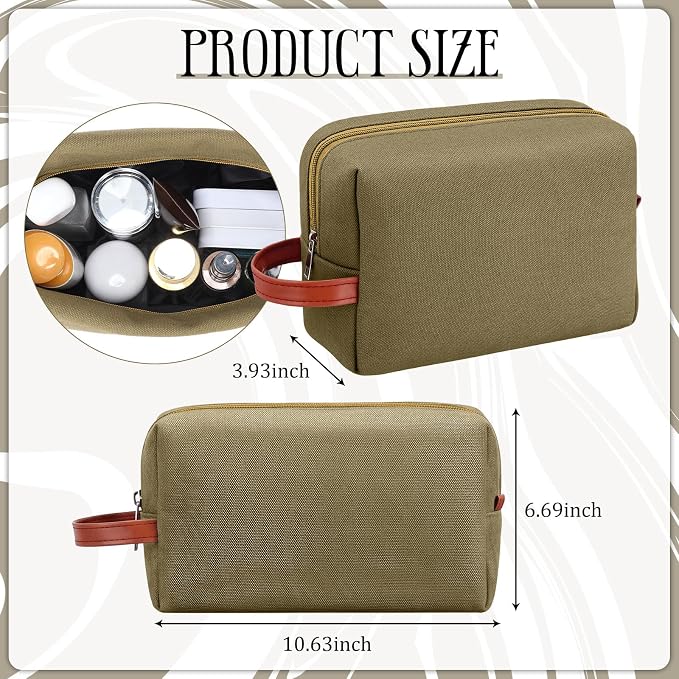 Hillban 8 Pcs Travel Toiletry Bags for Men Hanging Toiletry Bags Water Resistant Canvas Shaving Bag with Large Capacity Travel Accessories Bag for Women Men, Bathroom Shaving Kit Case(Green) - Image 2