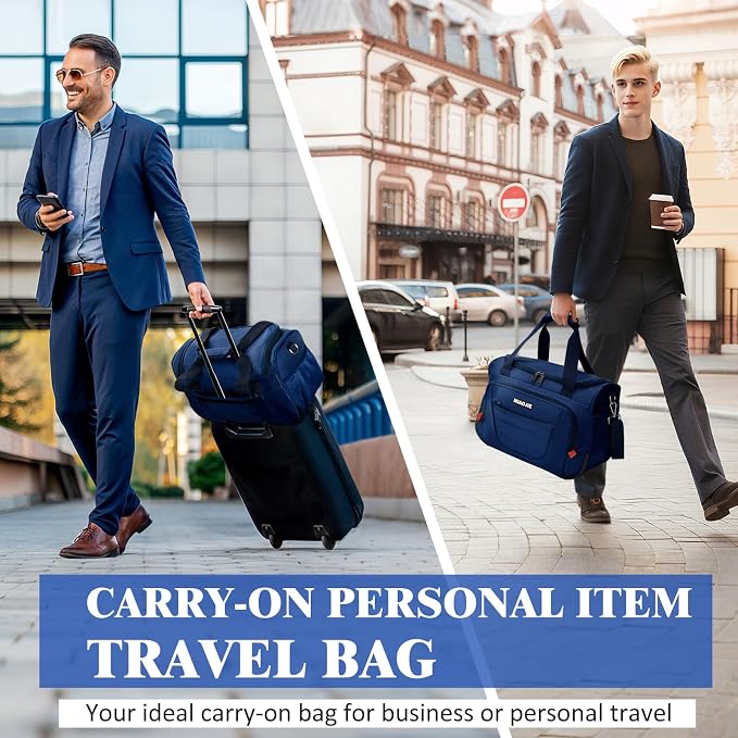 Underseat Carry On luggage Bag Airplanes Personal Item Bags Weekender Overnight Travel Tote Bag Shoulder Small Softside Carry on Luggage Travel Duffel Bags For Men Women -18 IN Navy Blue - Image 6