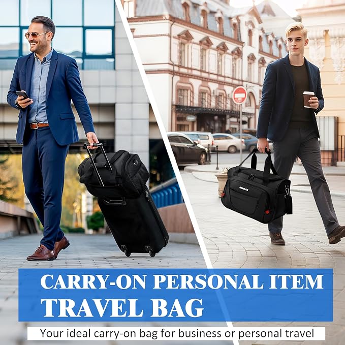 Underseat Carry On luggage Bag Airplanes Personal Item Bags Weekender Overnight Travel Tote Bag Shoulder Small Softside Carry on Luggage Travel Duffel Bags For Men Women -18 IN Black - Image 5