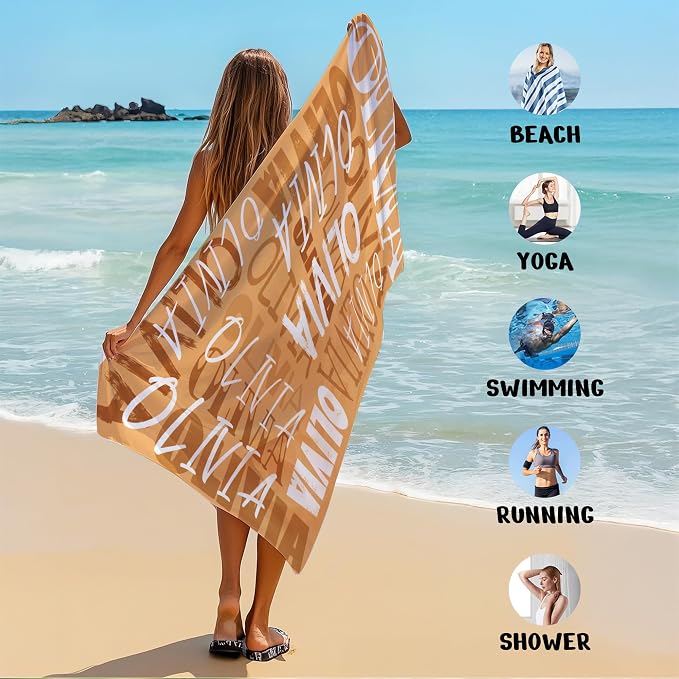 JML Personalized Beach Towel with Name, Custom Beach Towel with Name, Customized Microfiber Pool Towel, Quick Dry & Absorbent Swim Towel for Adult,Anniversary, Birthday, Summer Holiday,Vacation - Image 6