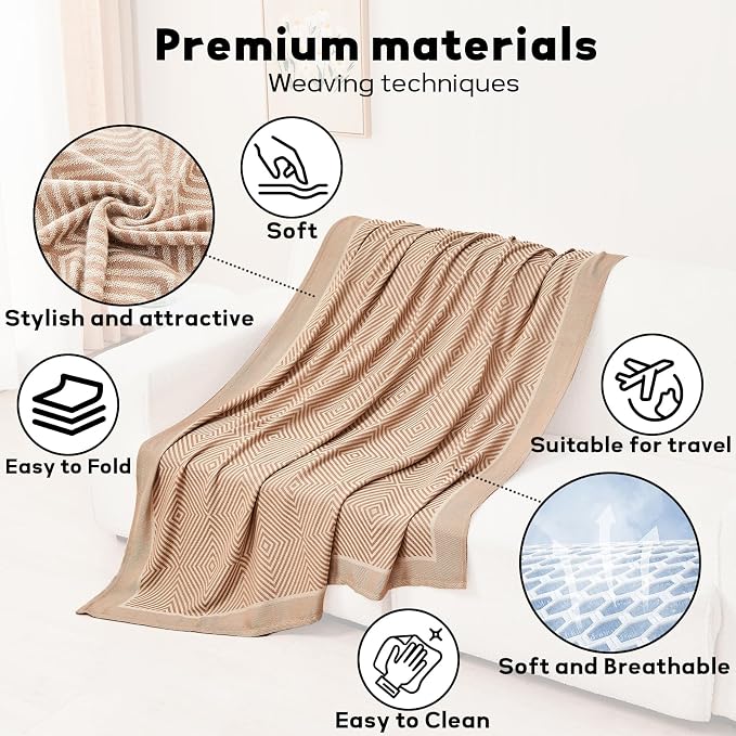 Travel Blanket Airplane - Ultra Soft & Lightweight Knit Design Compact Airplane Blanket,53x72 Inch,Stylish Travel Shawl Wraps for Flights,Office,Home Use,Travel Essentials & Gifts - Image 5