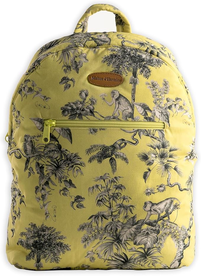 Maison d' Hermine Backpack for Women Men Cotton Shoulder Multipurpose Rucksack with Small Pouch Lightweight Multi Pocket Bag for Travel Work Beach Perfect for Spring Summer (Bonobo - Yellow) by MaisondHermine