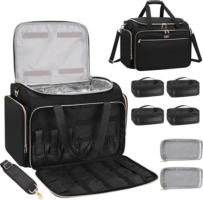 MONSTINA Professional Hairstylist Traveling Bag with Two Detachable Small Bags+Four Gadget Bag,Hairdressing Makeup Salon Organizer Bag by MONSTINA