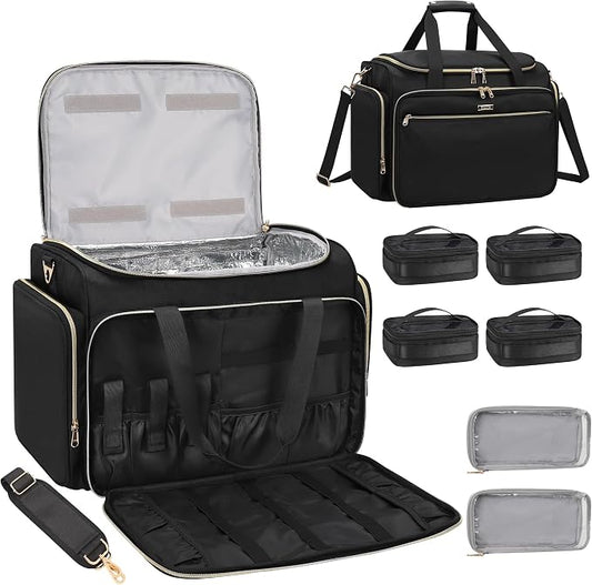 MONSTINA Professional Hairstylist Traveling Bag with Two Detachable Small Bags+Four Gadget Bag,Hairdressing Makeup Salon Organizer Bag by MONSTINA