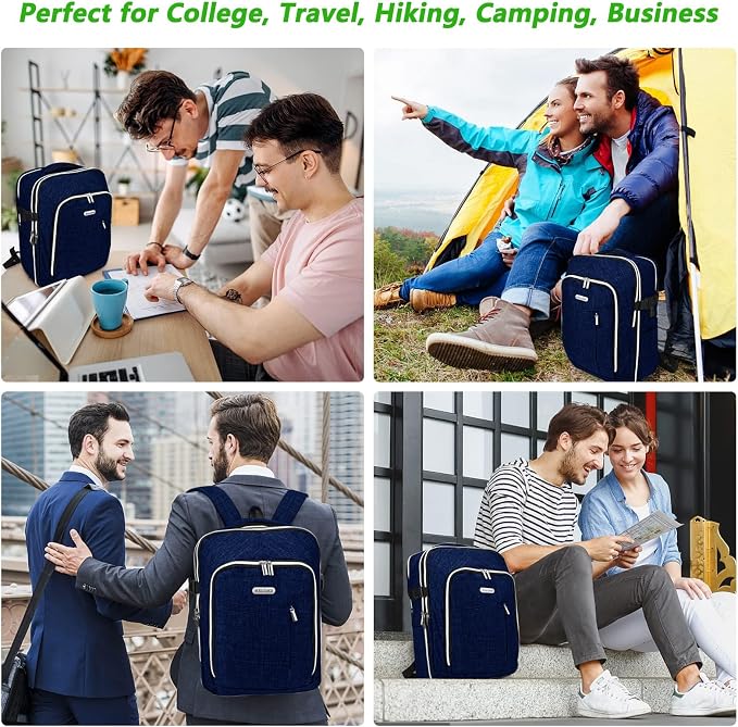 Personal Item Travel Carry On Luggage Backpack for Women Men Flight Approved Casual Weekender Laptop Bag for College Business Outdoors Hiking Water Resistant Lightweight Daypack with USB Charging Port - Image 8