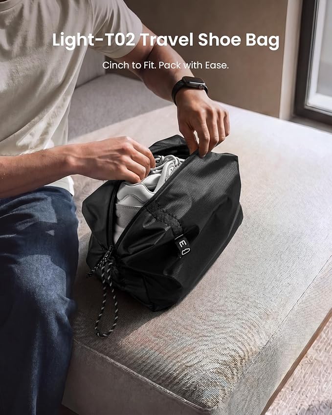 tomtoc Shoe Bag for Travel Packing Storage Gym, Odor-Resistant Travel Packing Organizer Pouch for Backpack Luggage Suitcase, Travel Essentials Fits up to US Men’s 13.5/ Women’s 15, L, 1-Pack - Image 2