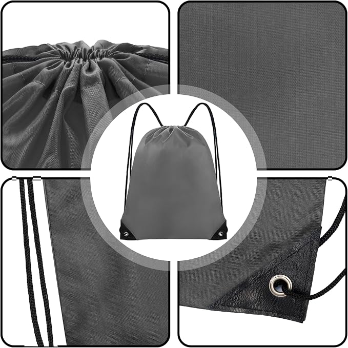 Grneric Drawstring Bags Bulk 14 Pcs Drawstring Backpack Bulk Cinch Bag Sackpack for Men Women Gym (Gray) - Image 3