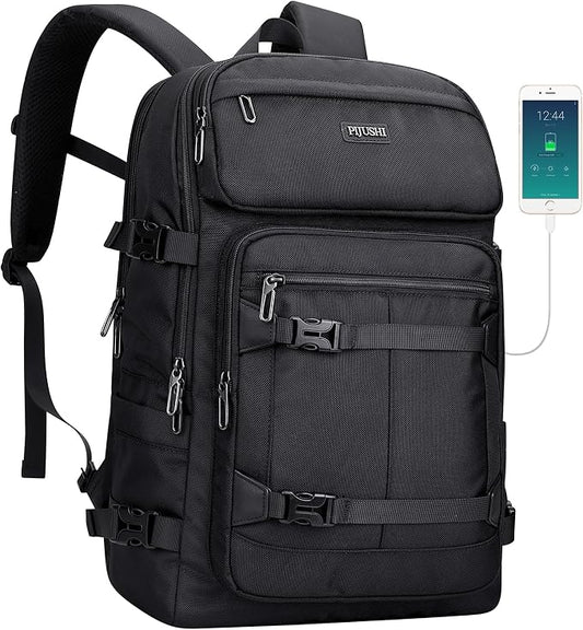 PIJUSHI Casual Travel Backpack for Women with 16" Padded Laptop Compartment | Carry On Luggage with USB Charging Port, 1680D Water-Resistant Nylon, Airline Approved, For Daily, Hiking by PIJUSHI