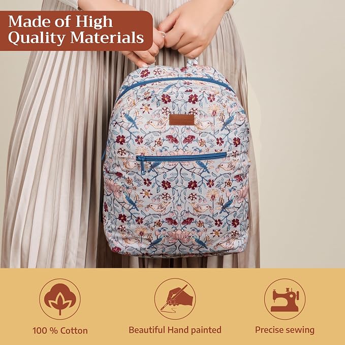 Maison d' Hermine Backpack for Women Men Cotton Shoulder Multipurpose Rucksack with Small Pouch Lightweight Multi Pocket Bag for Travel Work Beach Perfect for Spring Summer (Morris Play) - Image 3