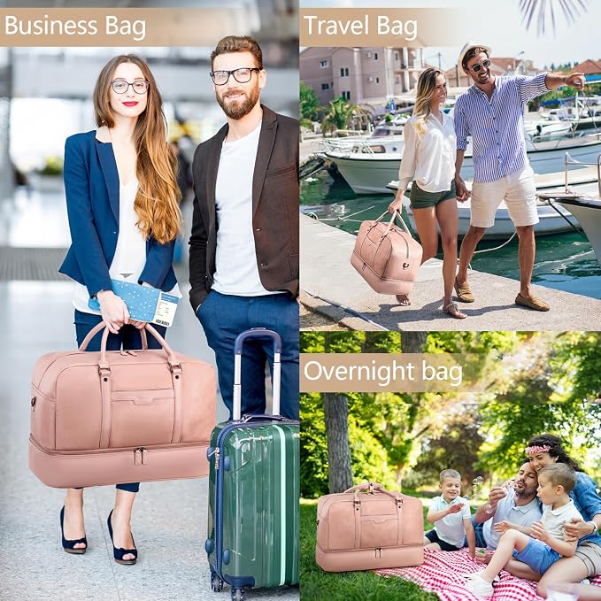 Wogarl Weekender Bag for Women Men Large Overnight Bag Travel Duffel Bag with Shoe Compartment Toiletry Satchel Bag Carry On Bag Fit 21" Laptop - Image 7