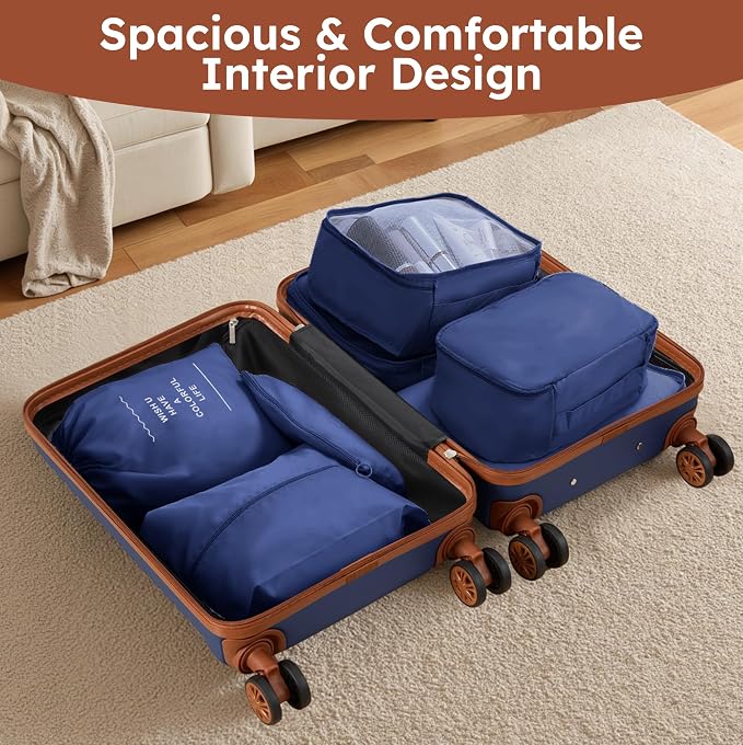 Luggage Sets 2 Piece, 9 Piece Travel Suitcase Set, 20 inch Carry on Luggage, 28 inch Checked Luggage for Women with 7PC Organize Bags - Image 5