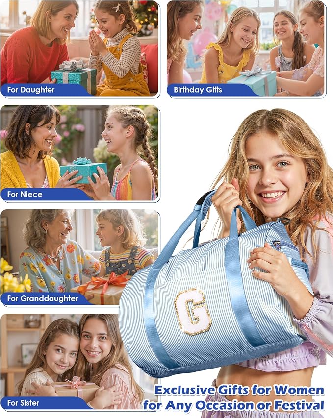 Birthday Gift for Her, Girls Travel Duffle Bag, Kids Initial Overnight Bags with Shoe Compartment, Customized Weekender Bag with Makeup Pouch, Trendy Stuff for Teen Girl Women (Letter L) - Image 3