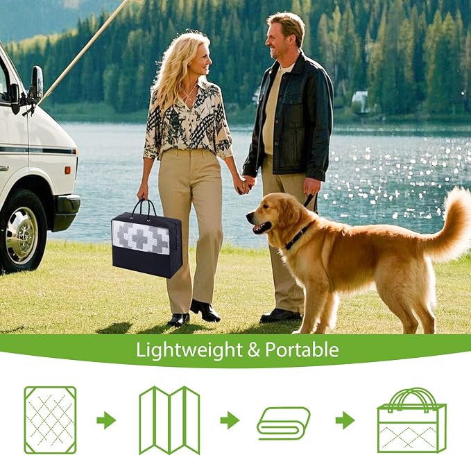 Smiry Waterproof Outdoor Rug 9x12 ft, Reversible Plastic Straw Patio Camping Rugs, Outdoor Indoor RV Mat Carpet for Patio, Outside Entry, Backyard, Deck, Bench, Picnic, Camper, White & Grey - Image 6