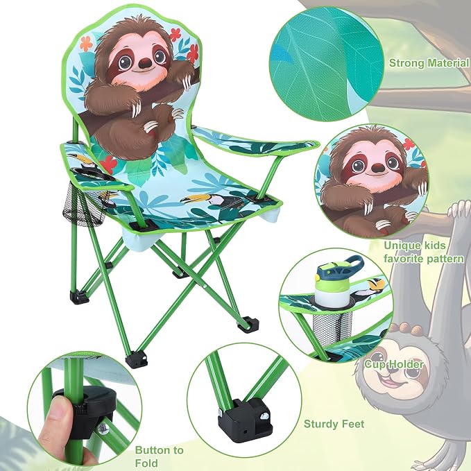 KABOER Kids Outdoor Folding Camping Chair with Cup Holder Carrying Bag | Portable Camping Chair for Beach Picnic Camping Travel Lawn Ages 3-10 - Image 3