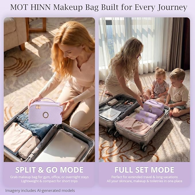 Personalized Gift Travel Makeup Bag: Initial Makeup Organizer Bag for Women | 3-in-1 Custom Make up Bag Set - Vegan Leather Travel Cosmetic Bag - Luxury Gift for Women – Birthday, Anniversary, Graduation - Image 7
