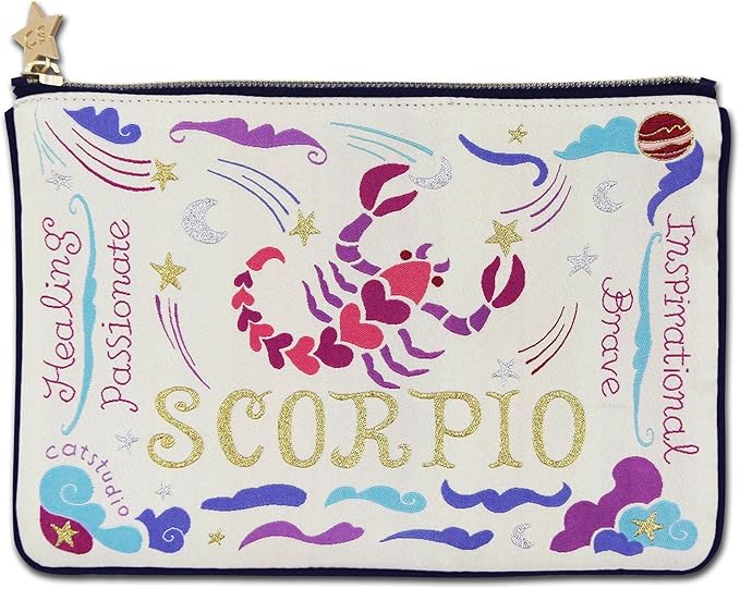 Catstudio Astrology Zipper Pouch, 5x7 Travel Toiletry Bag, Makeup Bag, Dog Treat Pouch, or Travel Purse by catstudio