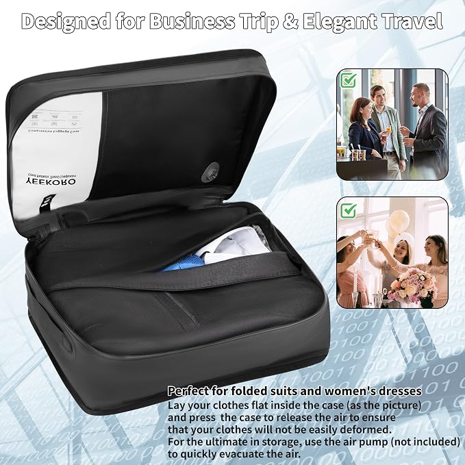 Compression Packing Cubes for Travel, Vacuum Bags for Business Trip, Professional IP67 Reusable Packing Cubes for 20 inch Suitcases, Organizer Bags for Luggage for Women & Men(2 PACK, No Pump) - Image 4