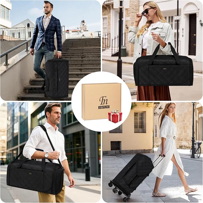Rolling Garment Bags for Travel - Carry on Convertible Garment Duffle Bags with Wheels for Men Women, 4 in 1 Large Travel Duffel Bags with Shoes Compartment Hanging Suit Dress Weekender Bag 4pcs Set - Image 9