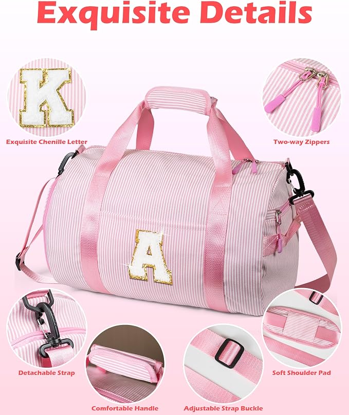 Birthday Gift for Daughter, Girls Travel Duffle Bag, Kids Initial Overnight Bags with Shoe Compartment, Personalized Weekender Bag with Makeup Pouch, Preppy Things for Teen Girl (Letter Z) - Image 5