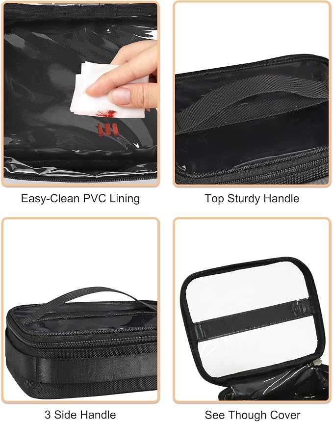 Relavel Hair Tools Travel Bag Hairstylist Traveling Bag, Cosmetic Case with 4 Clear Pouches, Portable Hairstylist Storage Organizer Case for Hair Stylist Essentials, with Adjustable Dividers - Image 8