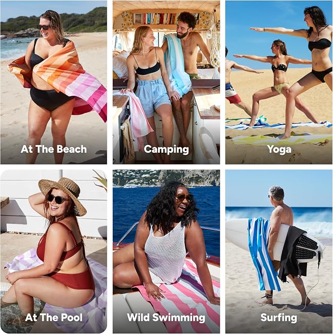 Dock & Bay Kid's Towel - for Beach Use - Quick Dry, Sand Free - Compact, Lightweight - 100% Recycled - Includes Bag - Summer - Miami Sorbet, Large (160x90cm, 63x35) - Image 4