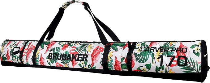 BRUBAKER Combo Set CarverSpotlight - Ski Bag and Ski Boot Bag for 1 Pair of Skis + Poles + Boots + Helmet - Flamingos - 66 7/8 Inches / 170 Cm - Image 3