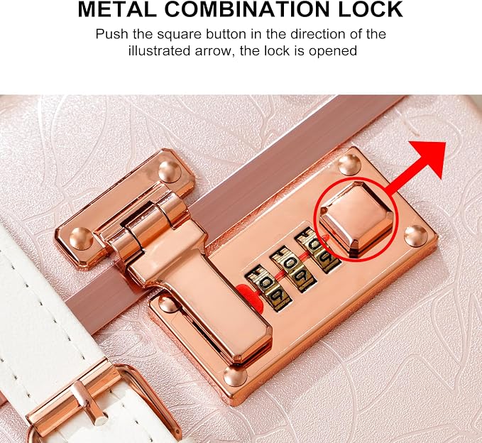 urecity Vintage and Cute Carry-on Overnight Case Non-wheeled Mini Leather Trunk Suitcase with Shoulder Strap - Image 7