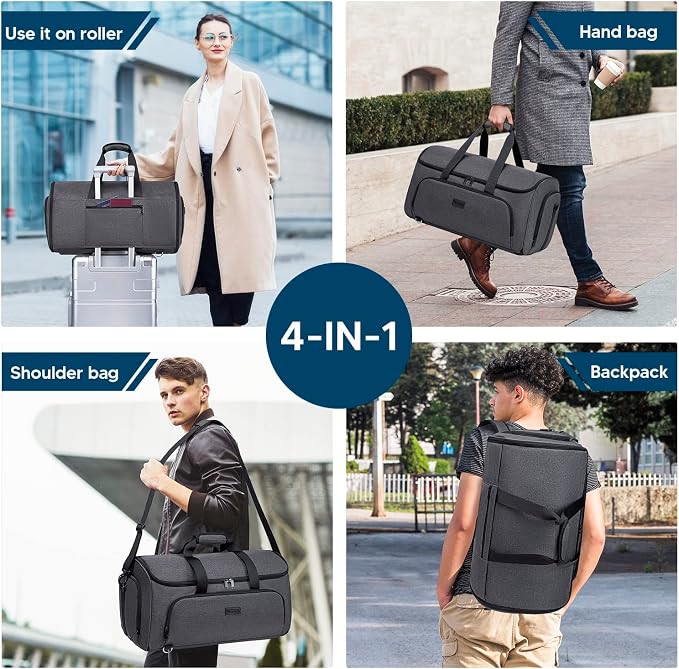 Vessgra Garment Bags for Travel 58L Garment Bags Duffle Bag for Travel Convertible Carry On Garment Duffle Bag 4 in 1 Foldable Suit Bag with Shoes Compartment for Men Women Weekender，Dark Grey - Image 2