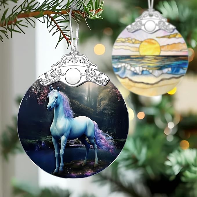 Unicorn Stained Glass Ornament, Christmas Ornaments – Christmas Tree Ornaments, Holiday Decor, Xmas Stocking Stuffers, Gift Idea, Gifts for Unicorn Lover, Friend, and Family