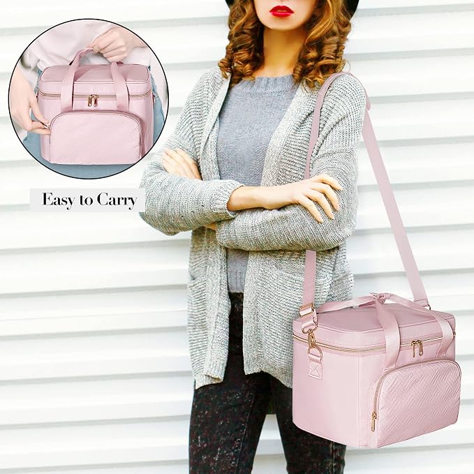 Large Makeup Bag for Women, Cosmetic Case, Travel Makeup Organizer | Large Cosmetic Case with 2 Pouches & Adjustable Dividers, Makeup Organizer Fits Bottle Vertically, Portable Travel Accessory - Image 6