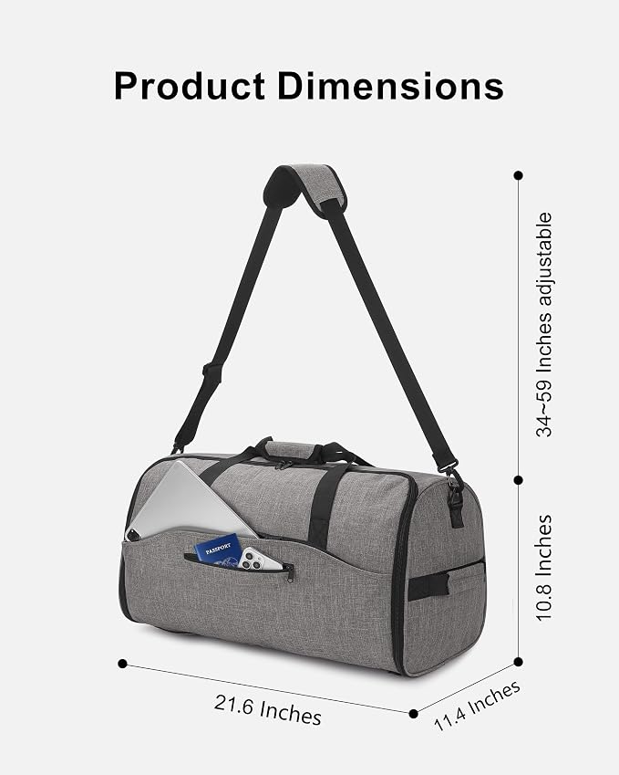 NPBAG Convertible Garment Duffle Bags for Travel - Carry on Garment Bag, Suit Bag for Men & Women, 3 in 1 Foldable Travel Duffle Backpack with Shoulder Strap (Woven Grey) - Image 2