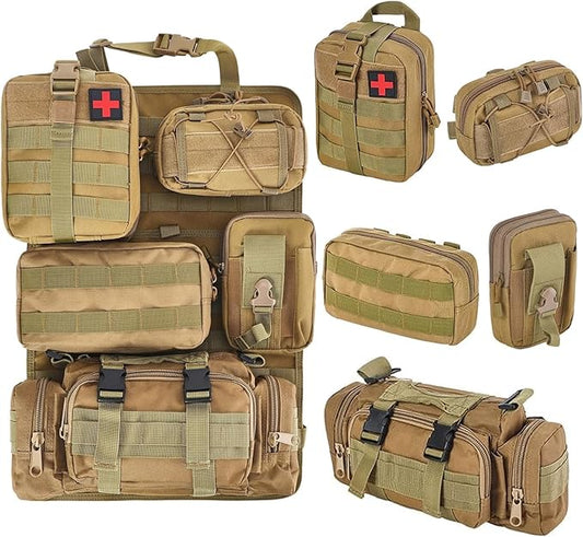 BXBXHD 6 Pack Tactical Truck Organizer Back Seat Storage Car Seat Storage Bag Molle Panels for vehicles, Car and SUV with Lots of Handy Compartments (Khaki) by BXBXHD