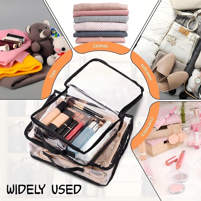 Hsei 12 Pcs Clear Dust Bags For Handbags 4-Sizes Fits Mini Wallets Oversized Tote Bags PVC Waterproof Purse Storage Organizers for Luxury Bag Soft Stand-Up with Zipper Handle for Closet Hanging - Image 5