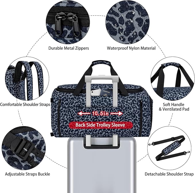 Convertible Garment Bags for Travel - Carry on Garment Duffle Bag with Backpack Straps for Men Women, 4 in 1 Large Travel Duffel Bags with Shoes Compartment Hanging Suit Dress Weekender Bag 3pcs Set - Image 4