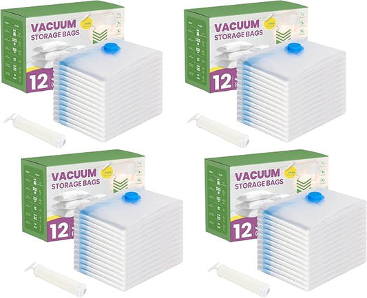 Space Bags Vacuum Storage Bags (Jumbo 48 Pack) Save 80% Space - Vacuum Bags for Comforters and Blankets, Bedding, Compression Seal for Closet Storage - Pump for Travel by InfiniPower