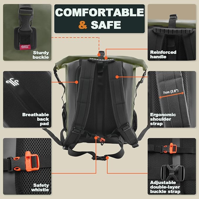 OSAH DRYPAK Waterproof Backpack Dry Bag 35L/55L/85L – Heavy Duty Roll-Top Hiking Backpack for Travel, Kayaking, Boating, Camping, Rafting and Fishing - Image 4