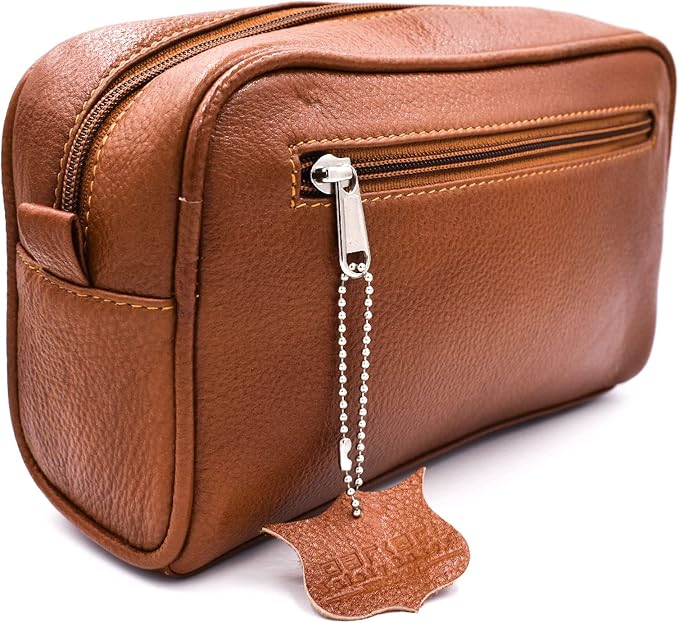Parker Full Grain Leather Dopp Kit – Handmade Full Size Saddle Brown Leather Toiletry Bag/Dopp Kit/Travel Bag for Effectively Carrying and Storing Toiletries - Image 2