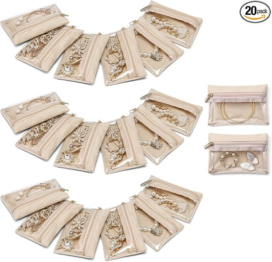 VLANDO Velvet Jewelry Pouch with Zipper - Clear Travel Jewelry Bag Organizer for Business Trips & Gifts by VLANDO