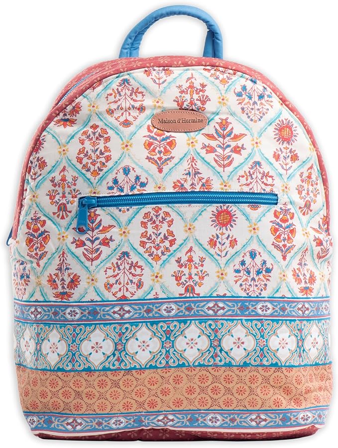 Maison d' Hermine Backpack for Women Men Cotton Shoulder Multipurpose Rucksack with Small Pouch Lightweight Multi Pocket Bag for Travel Work Beach Perfect for Spring Summer (Romane) by MaisondHermine