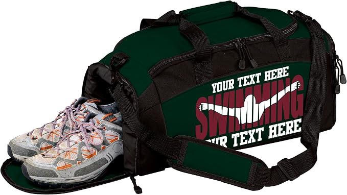 Personalized Swim Team Duffel Bag with Custom Name – Waterproof Swimming Gear Bag for Youth & Adults – Large Pool Bag with Shoe Compartment & Wet Pocket by all+about+me+company