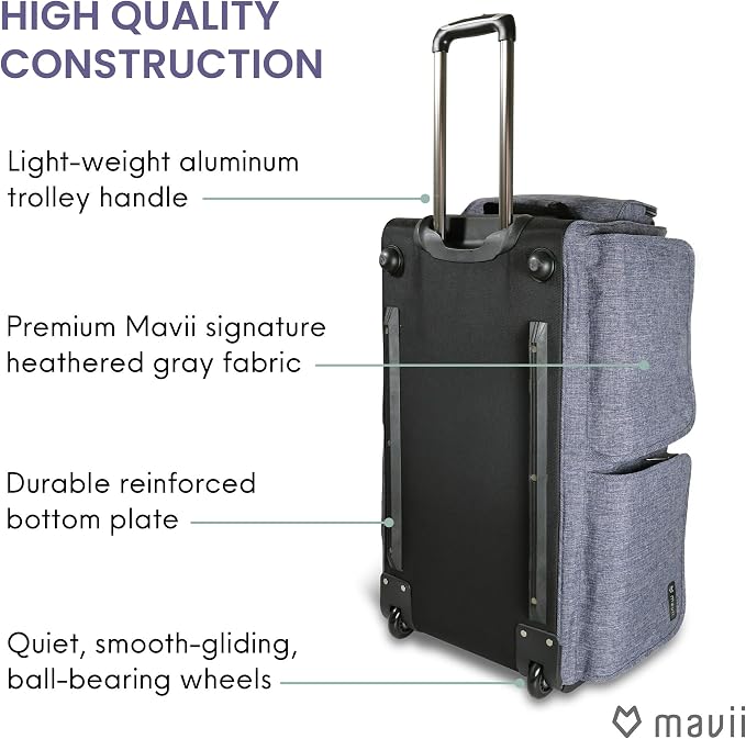 Mavii Dance Bag with Garment Rack - Wheeled 28 Inch Collapsible Travel Bag, Rolling Garment Rack Luggage, Gray - Image 9