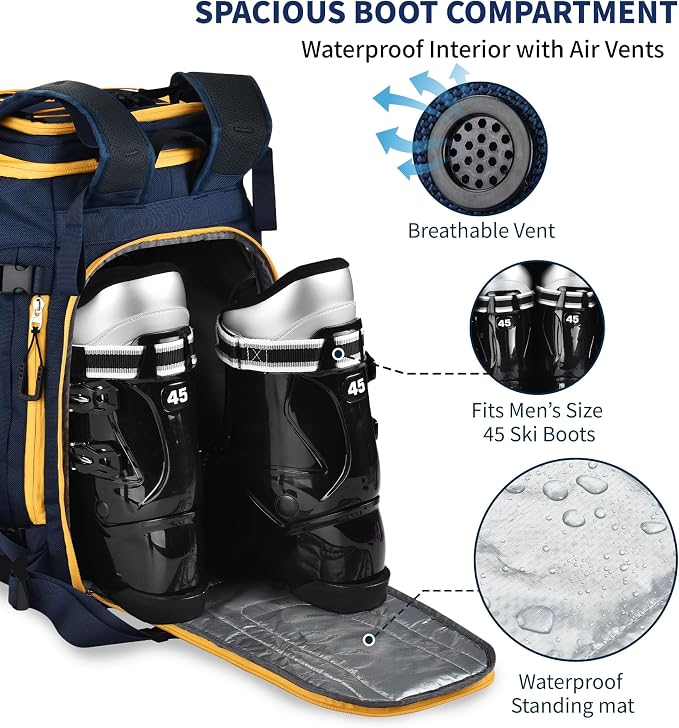 55L-70L Expandable Ski Boot Bag – Waterproof, Durable with Helmet Compartment – Ideal for Ski & Snowboard Gear – Men & Women - Image 4