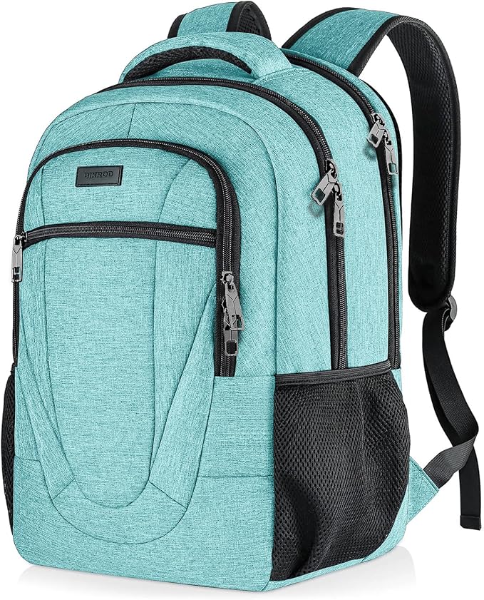 BIKROD Teal Backpack for Women and Men, Extra Large School Backpacks for Teens, Water Resistant Back Pack Fits 17 Inch Laptop, Business Anti Theft Sturdy Computer Bag Gifts by PRISTINEBAGUS